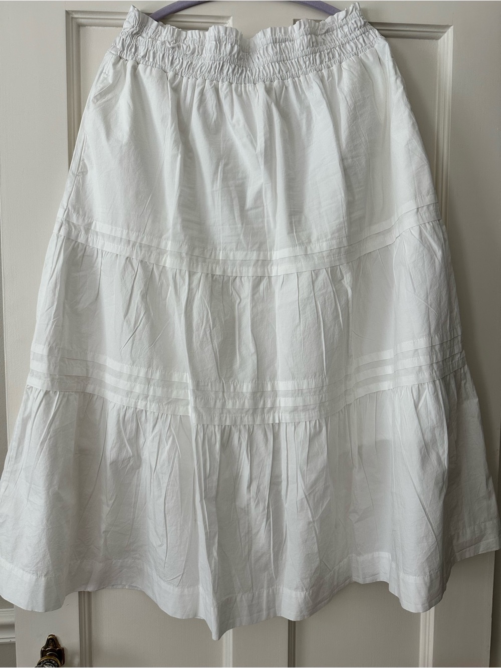 Quince White Tiered Cotton Skirt - Women's XL